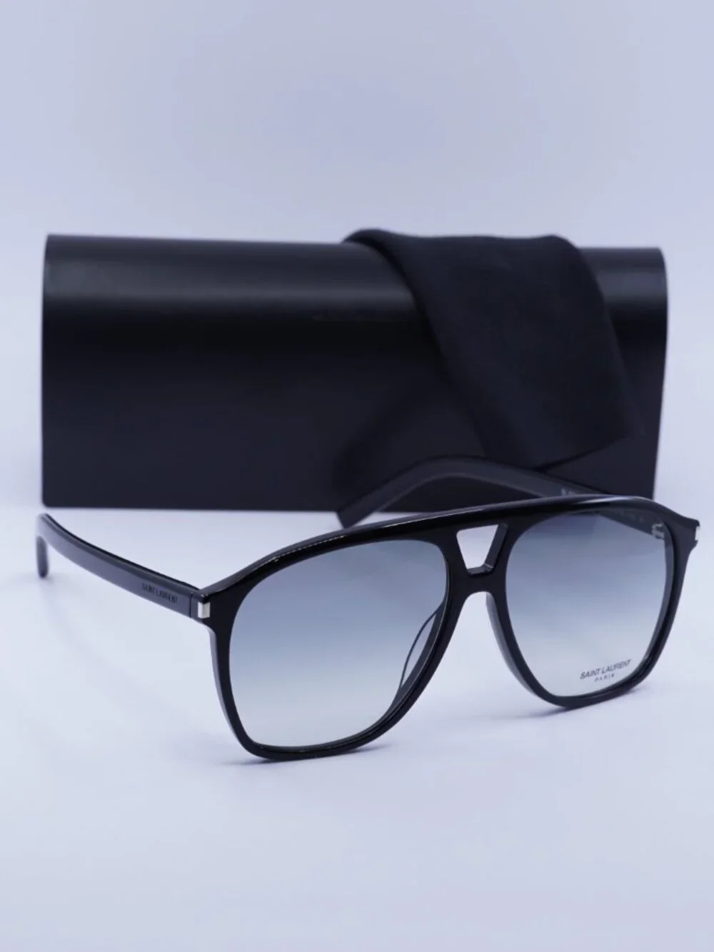 Saint Laurent SL596 DUNE 006 Aviator Sunglasses - Black / Grey